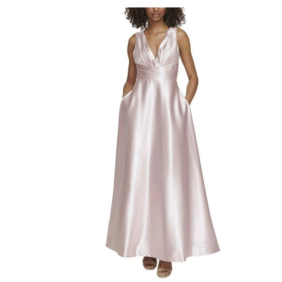 NWT Eliza J Satin A Line Ball Gown Dress Color Blush Pink - Picture 3 of 11
